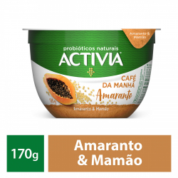 leite fermentado amaranto & mamao activia cafe da manha pote 170g
