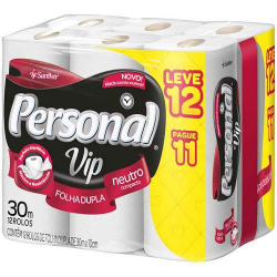 papel higienico personal vip neutro pague 11 leve 12 rolos de 30m