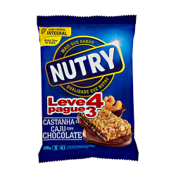 barra de cereal nutry castanha de caju com chocolate 66g