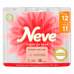 papel higienico folha dupla neutro neve toque da seda 30m pacote leve 12 pague 11 unidades