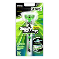 aparelho de barbear gillette mach 3 masculino sensitive com 01 unids