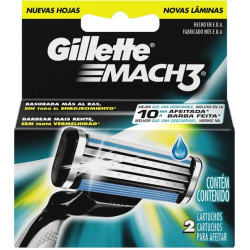 carga para aparelho de barbear gillette mach3 2 unidades