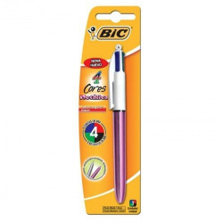 caneta bic c/4 cores metalica rosa