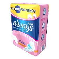 absorvente always externo pinksuave dia abas leve 32 pague 26 un