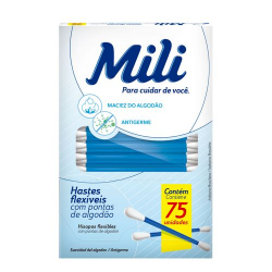cotonete hastes flexiveis mili c/ 75 unidades