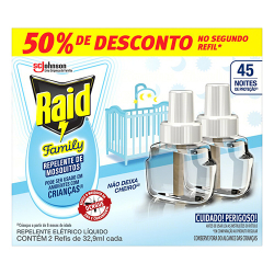 repelente elet raid rf 32,9ml c/2 family 45nt