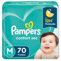 fralda pampers confort sec m 70 unidades