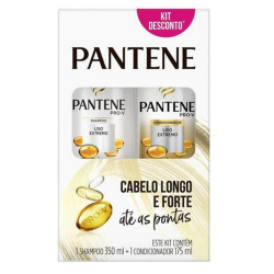 kit shampoo 350ml + condicionador 175ml pantene liso extremo