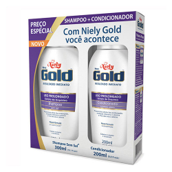 shampoo + condicionador kit niely gold liso prolongado 300ml/200ml