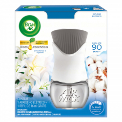 difusor eletrico lirio branco & algodao bom ar caixa gratis refil 16ml