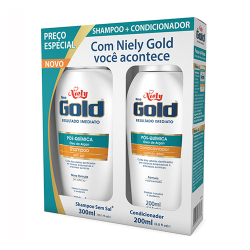 kit shampoo + condicionador niely gold pos-quimica oleo de argan 300ml 200ml