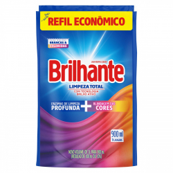 lava-roupas liquido roupas brancas e coloridas brilhante limpeza total sache 900ml refil economico