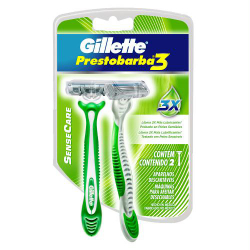 aparelho de barbear descartavel gillette prestobarba3 sensitive c/2 unidades