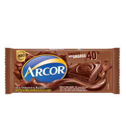 chocolate meio amargo 40% cacau arcor pacote 80g