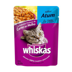 alimento whiskas pedacos de carne ao molho sabor atum 85g