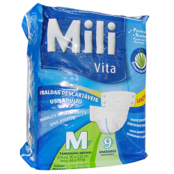 fralda geriatrica mili vita tam. m com 9 unid.