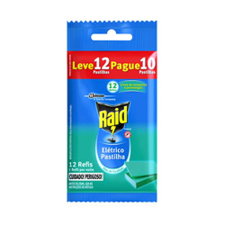 raid protector refil eletrico pastilha com oleo de eucalipto 12 unid.