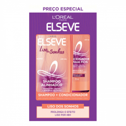 kit shampoo 375ml + condicionador 170ml l`oreal paris elseve liso dos sonhos