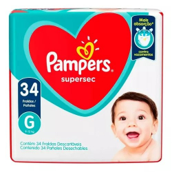 fralda pampers supersequinha c/34 g mega