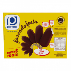 picole baunilha com cobertura de chocolate perfetto fazendo festa caixa 400g 8 unidades