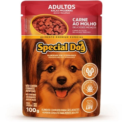 alimento para caes adulto racas pequenas special dog carne sache 100g