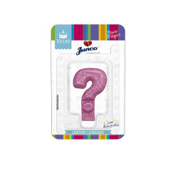 vela anivers.l.col.interrog.junco c/gliter pink