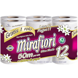 papel higienico mirafiori 50m folha dupla l12p11