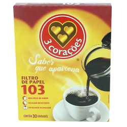 filtro de papel 3 coracoes 103 com 30 unid.