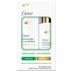 kit dove shampoo350ml+condicionador 175ml umect coco