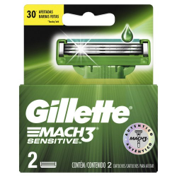carga para aparelho de barbear gillette mach3 sensitive 2 unidades