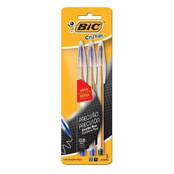 jogo de caneta bic escrita fina com 3 cres 3 unid.