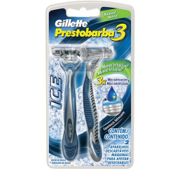 aparelho de barbear gillette prestobarba 3 com 3 laminas masc. c/ 02 unidades