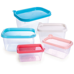 conjunto de potes plasutil retangular comect 5 unidades