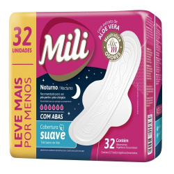 absorverte noturno com abas cobertura suave mili 32 unid.