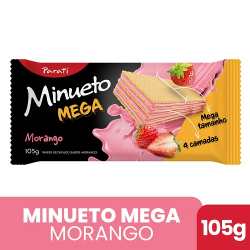 biscoito wafer minueto mega morangor