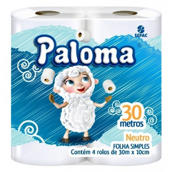 papel higienico paloma neutro 30m 4un