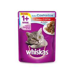 alimento para gatos pate whiskas 1+anos carne ao molho 85g