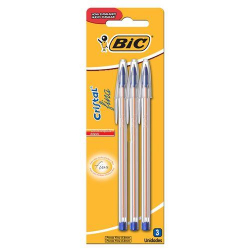 jogo de caneta bic cristal fina com 3 unid.