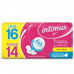absorvente externo intimus tripla protecao suave c/ abas leve 16 pague 14 - 16 unidades