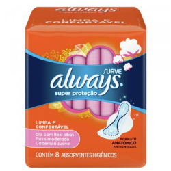 absorvente always super protecao suave com abas c/ 8 unids.
