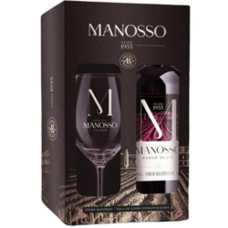 kit taca de vinho + vinho tinto suave manosso