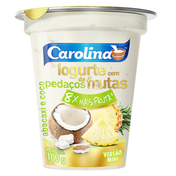 iogurte carolina pedacos de coco e abacaxi