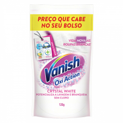 tira-manchas po roupas brancas vanish oxi action crystal white sache 120g