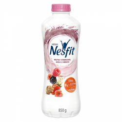 iogurte desnatado frutas vermelhas, aveia e hibisco zero lactose nestle nesfit garrafa 850g