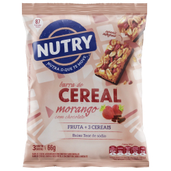 barra de cereal nutry morango com chocolate 66gr