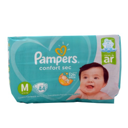 fralda descartavel pampers confortsec m c/ 44 unids.