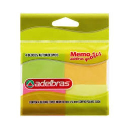 bloco adesivo adelgas 38x51 c/4 50fls neon