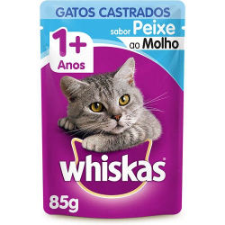 racao p/gatos whiskas 85g sache castrados peixe