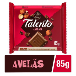 chocolate garoto talento ao leite com avelas em barra