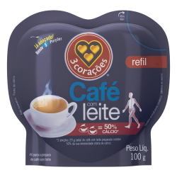 cafe com leite 3 coracoes refil 100g